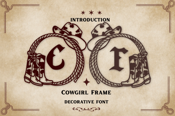 Cowgirl Frame: A Western-Style Decorative Font for Bold Branding